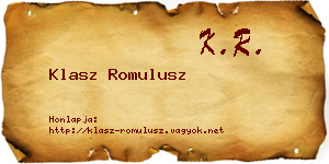 Klasz Romulusz névjegykártya